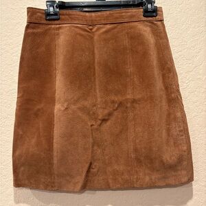 Vintage Elegant Brown Suede Skirt
